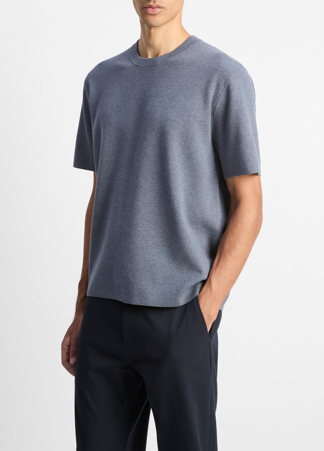 VINCE Milano Short-Sleeve Crew Neck Sweater in Crew Neck