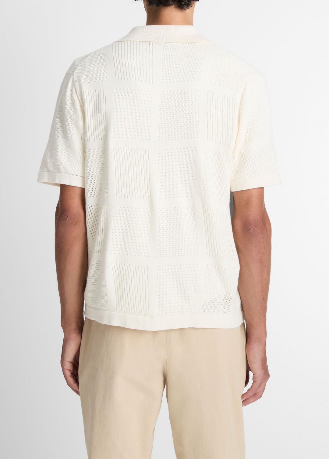 VINCE Patchwork Pointelle Short-Sleeve Shirt in Short Sleeve