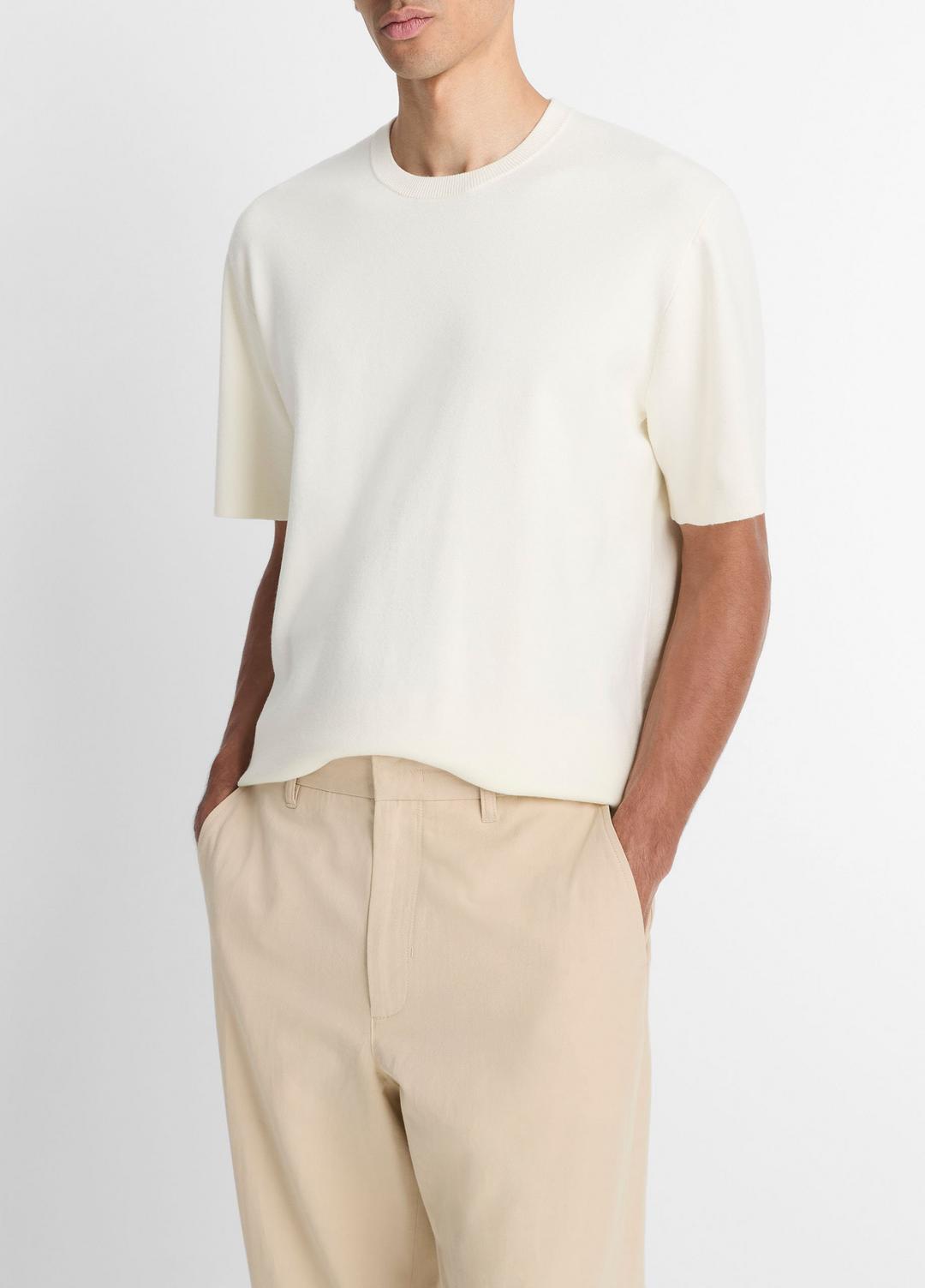VINCE Milano Short-Sleeve Crew Neck Sweater in Crew Neck