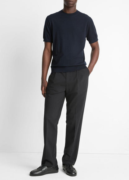 VINCE Featherweight Merino Wool-Cashmere Short-Sleeve Sweater in Crew Neck