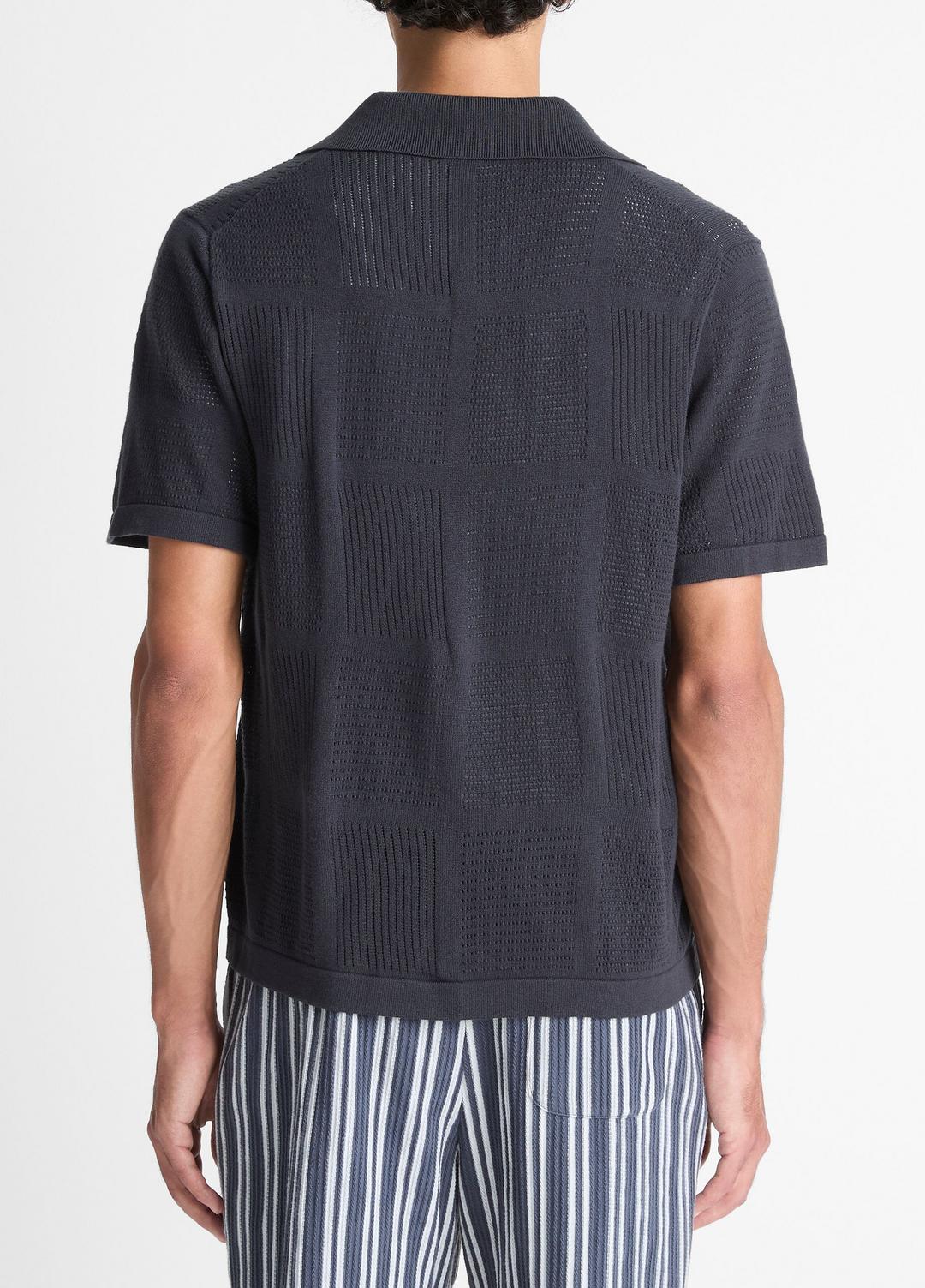 VINCE Patchwork Pointelle Short-Sleeve Shirt in Short Sleeve
