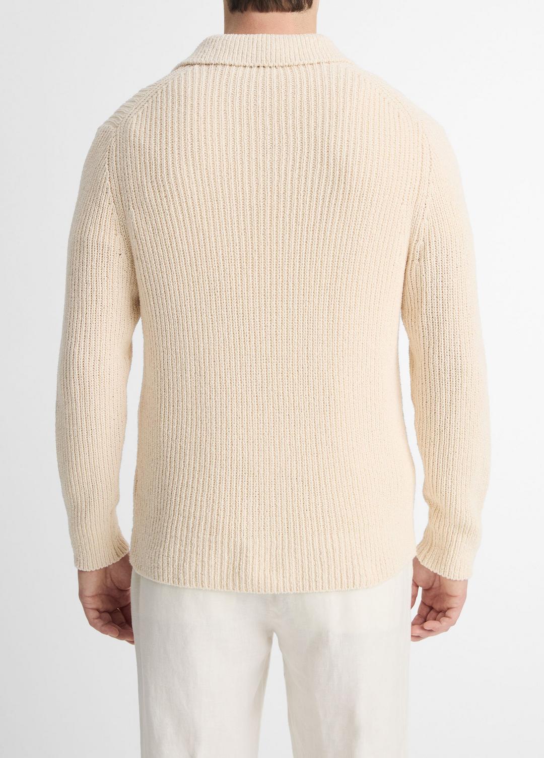 VINCE Shaker Italian Cotton-Blend Polo Sweater in Sweaters