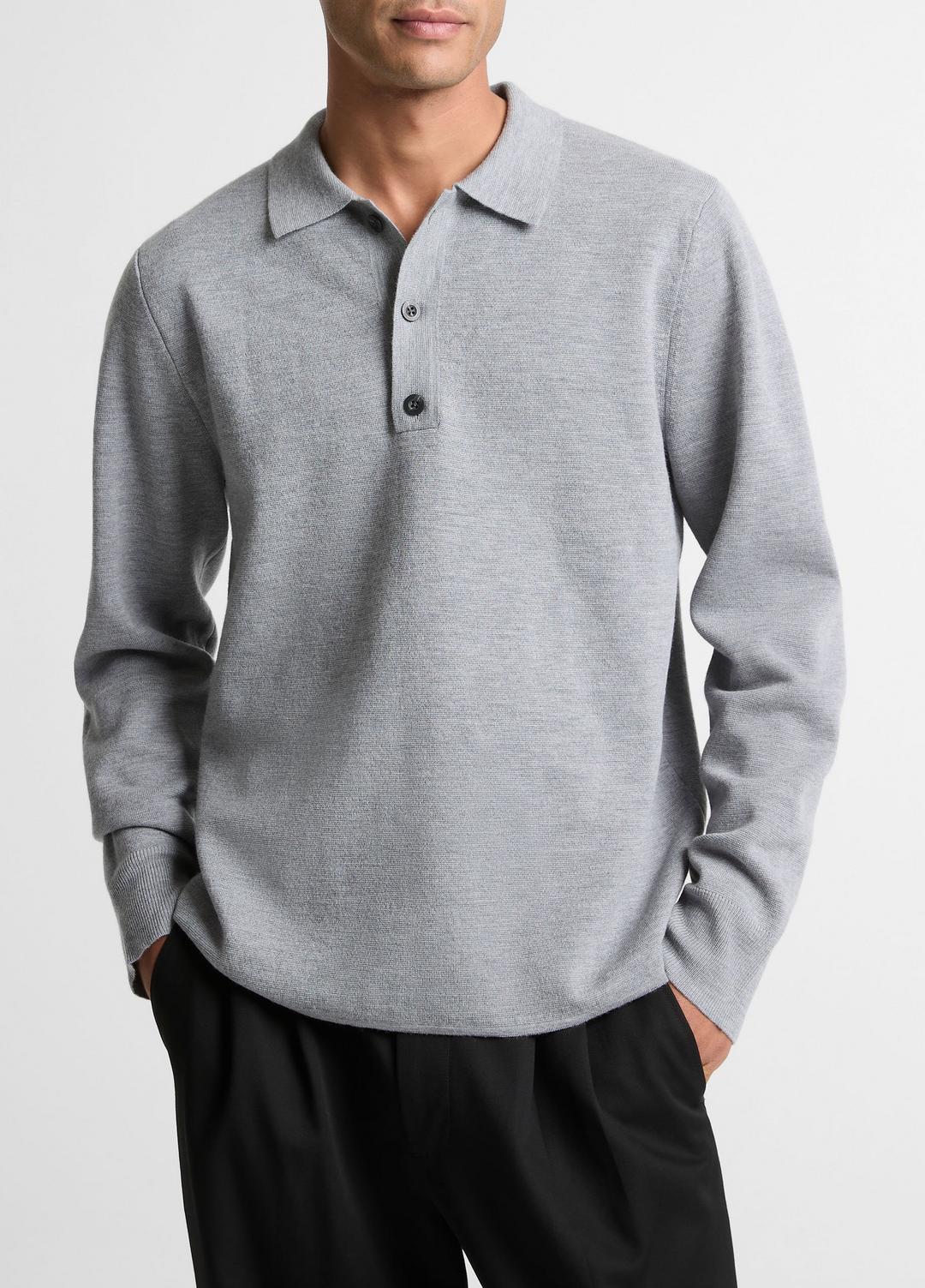 VINCE Italian Merino Wool Milano Polo Sweater in Sweaters