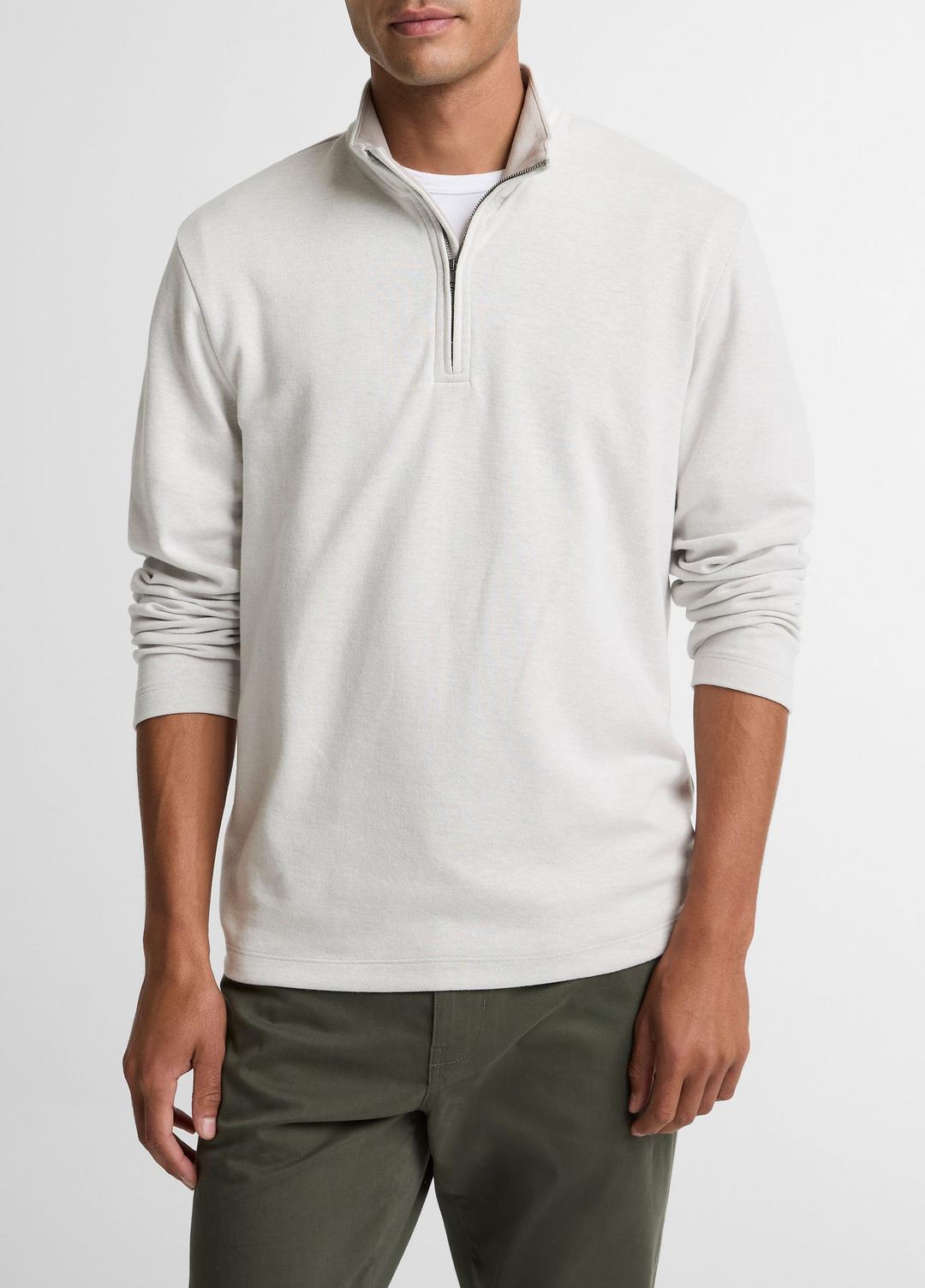VINCE Double-Face Cotton-Blend Quarter-Zip Pullover in Quarter Zip