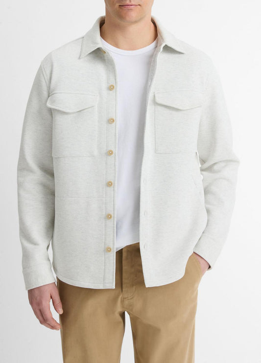 VINCE Double-Knit Cotton-Blend Piqué Shirt Jacket in Shirt Jackets