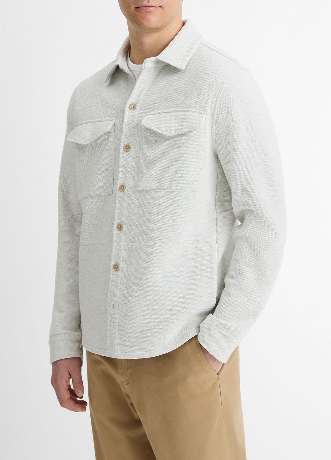 VINCE Double-Knit Cotton-Blend Piqué Shirt Jacket in Shirt Jackets