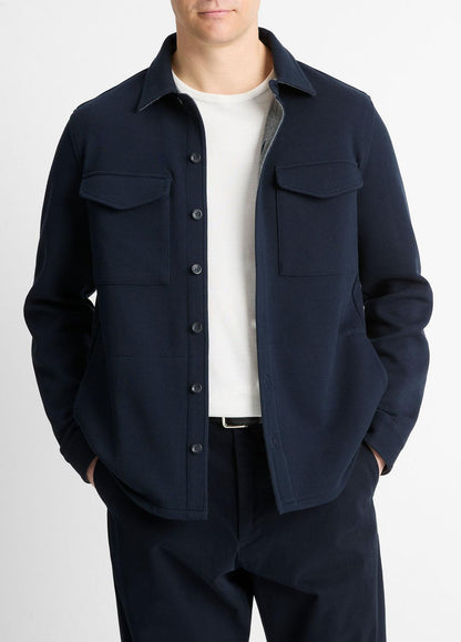 VINCE Double-Knit Cotton-Blend Piqué Shirt Jacket in Shirt Jackets