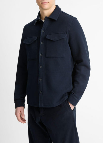VINCE Double-Knit Cotton-Blend Piqué Shirt Jacket in Shirt Jackets
