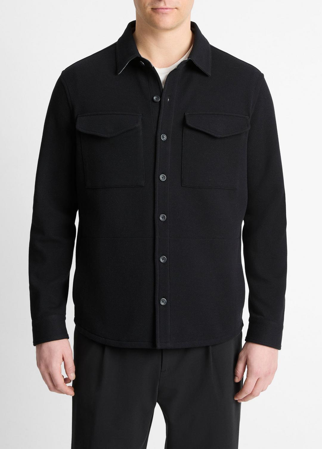 VINCE Double-Knit Cotton-Blend Piqué Shirt Jacket in Shirt Jackets
