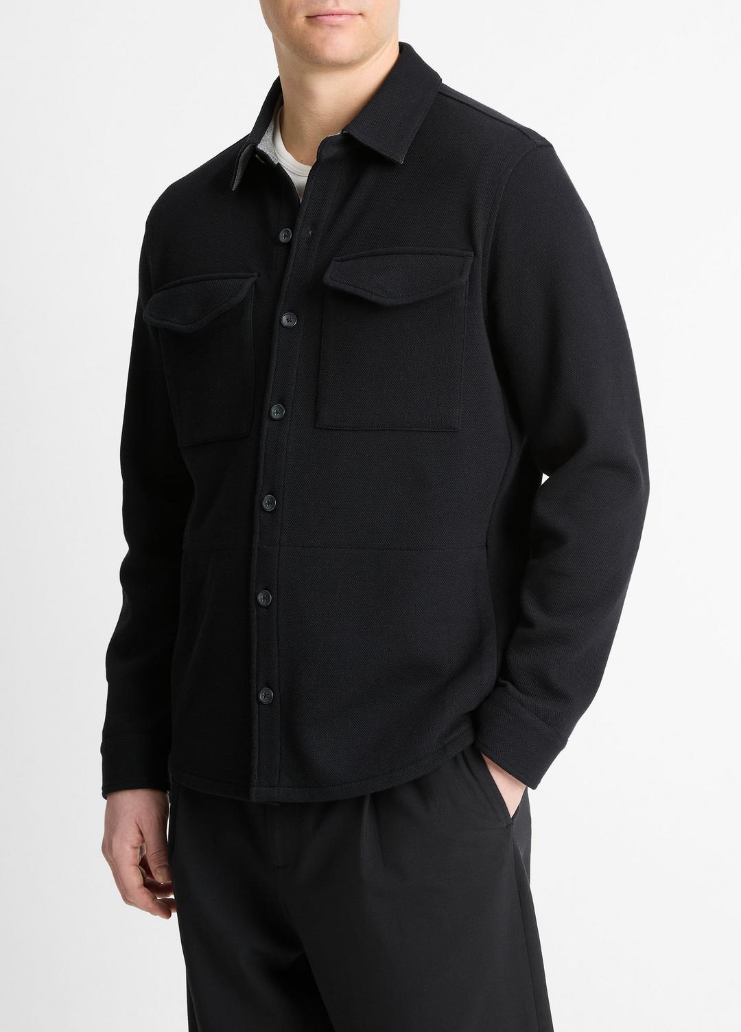 VINCE Double-Knit Cotton-Blend Piqué Shirt Jacket in Shirt Jackets