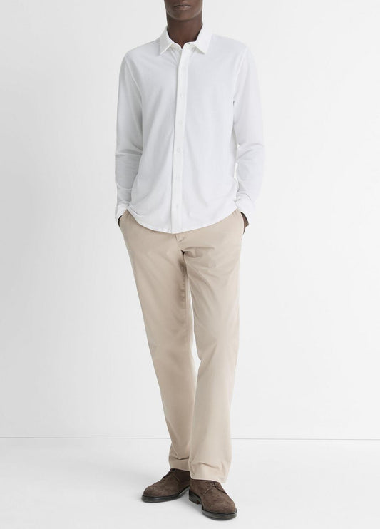 VINCE Cotton Piqué Button-Front Shirt in Long Sleeve