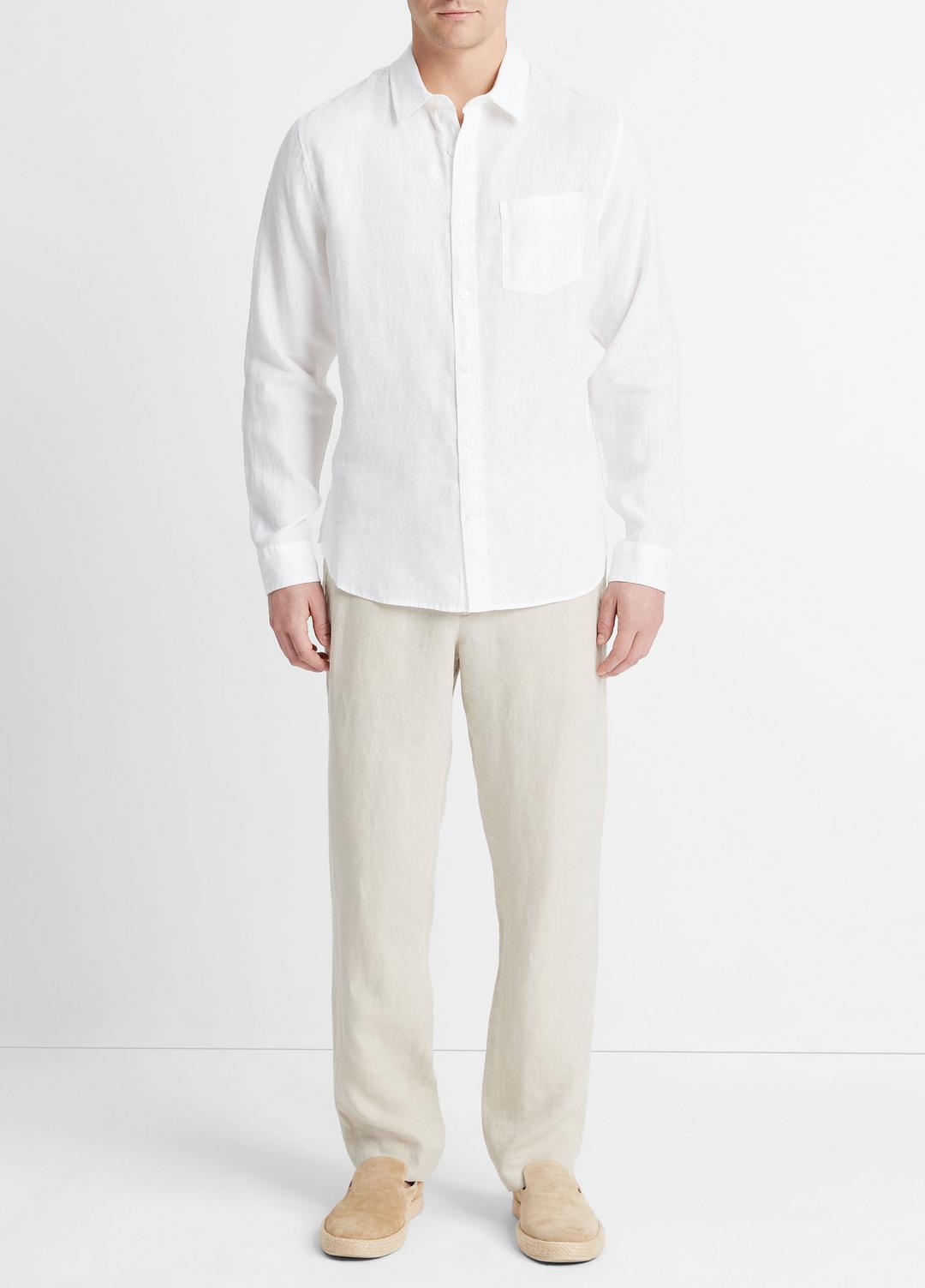 VINCE Linen Long-Sleeve Shirt in Long Sleeve