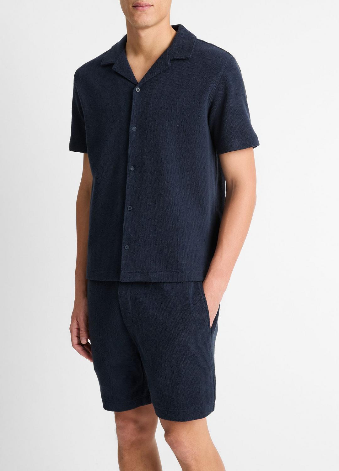 VINCE Cotton Bouclé Cabana Shirt in Short Sleeve