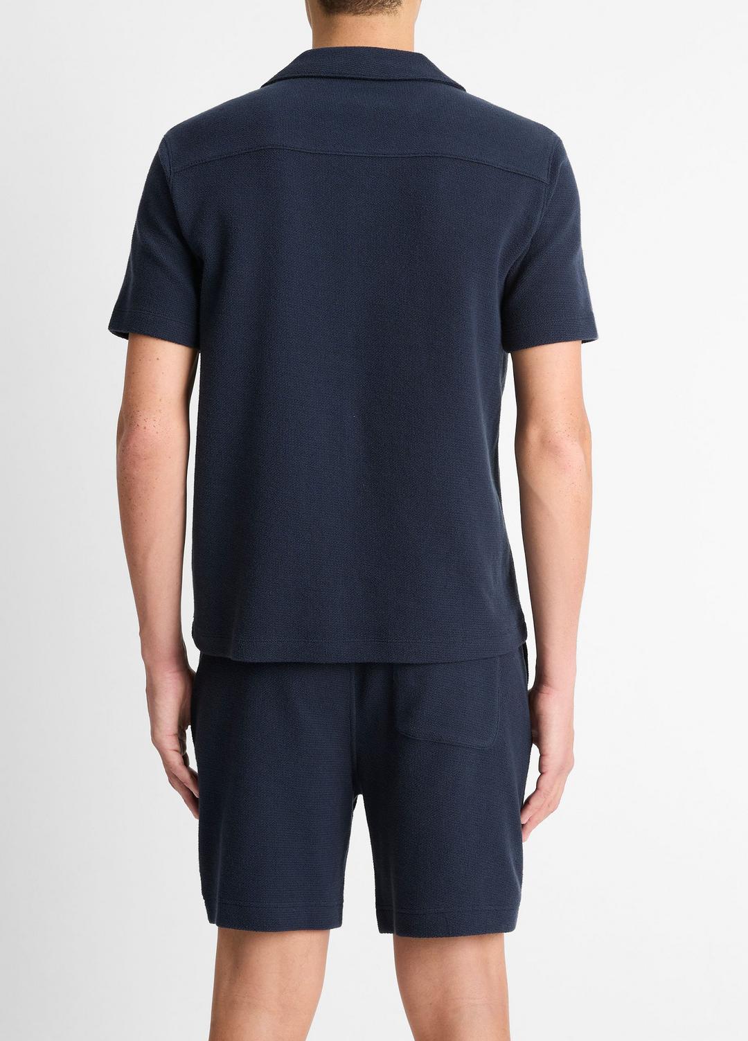 VINCE Cotton Bouclé Cabana Shirt in Short Sleeve