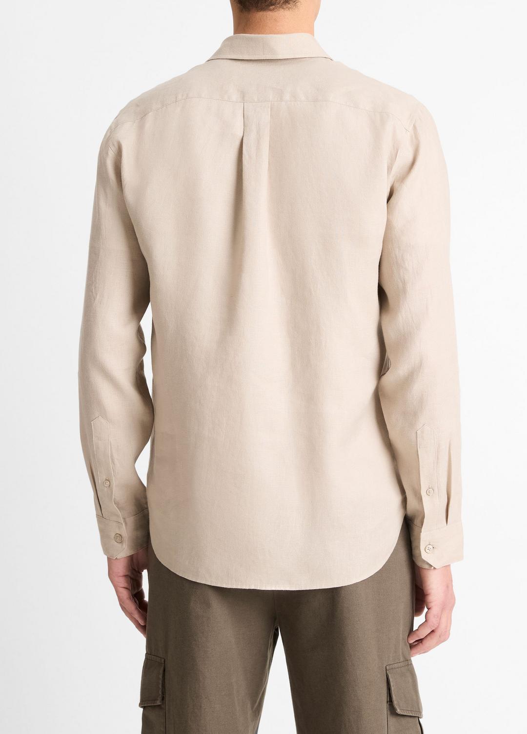 VINCE Linen Long-Sleeve Shirt in Long Sleeve