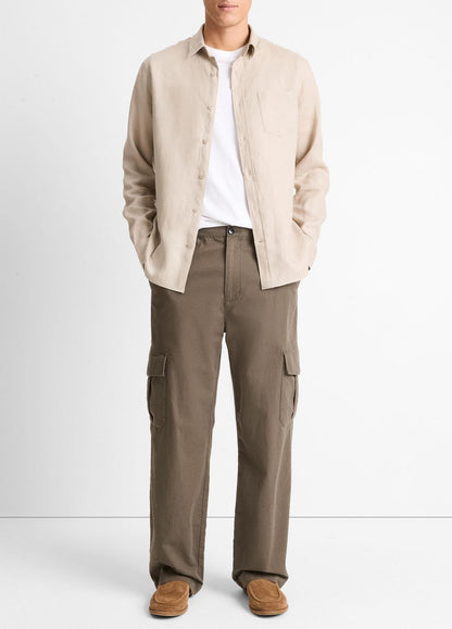 VINCE Linen Long-Sleeve Shirt in Long Sleeve