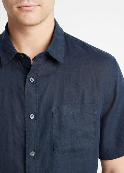 VINCE Linen Short-Sleeve Shirt in Short Sleeve