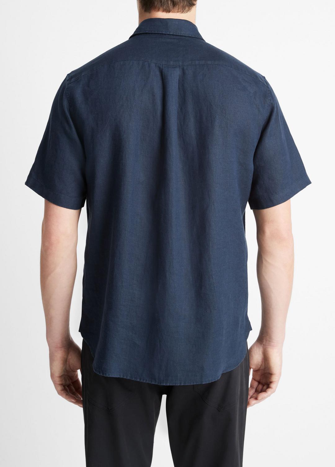 VINCE Linen Short-Sleeve Shirt in Short Sleeve