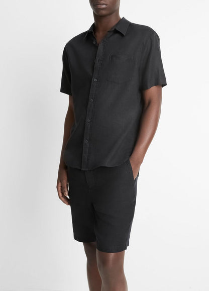 VINCE Linen Short-Sleeve Shirt in Short Sleeve