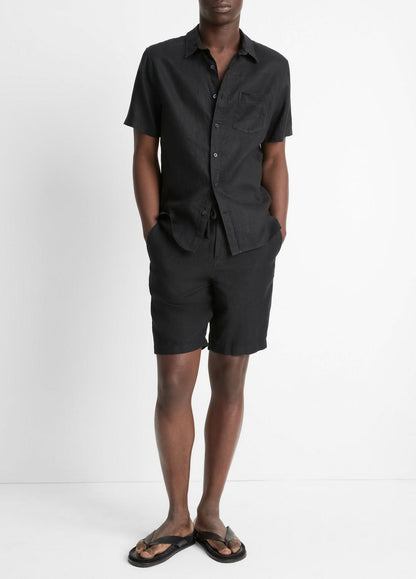 VINCE Linen Short-Sleeve Shirt in Short Sleeve