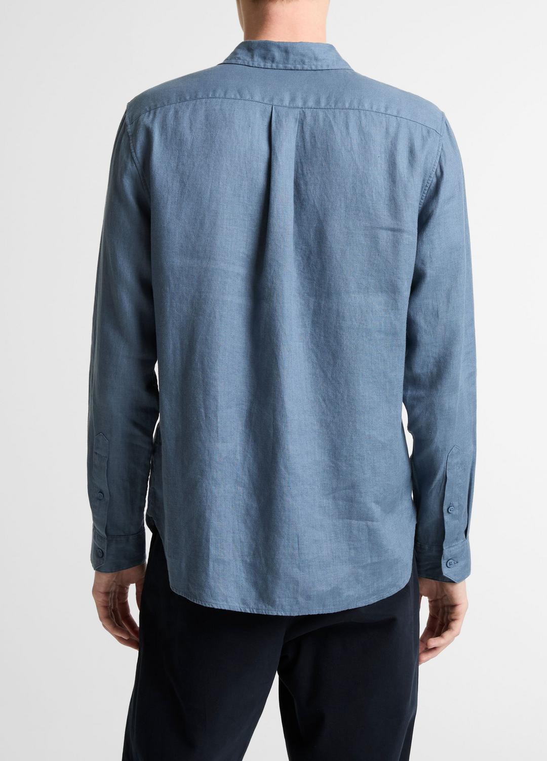 VINCE Linen Long-Sleeve Shirt in Long Sleeve