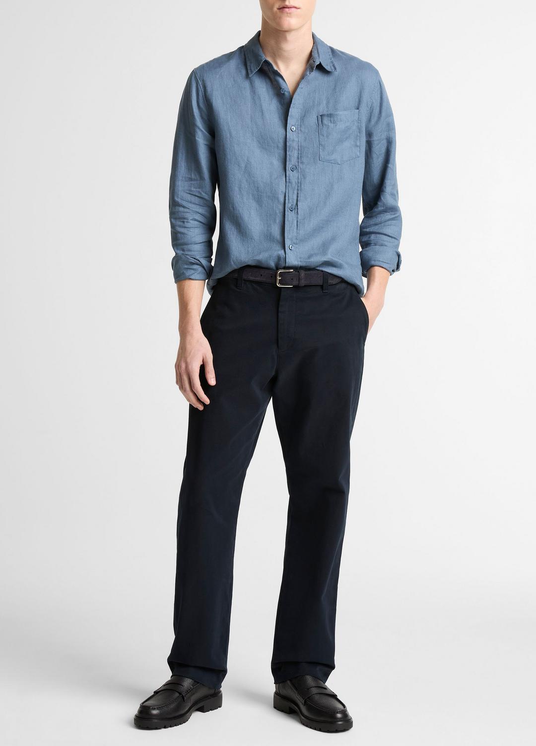 VINCE Linen Long-Sleeve Shirt in Long Sleeve