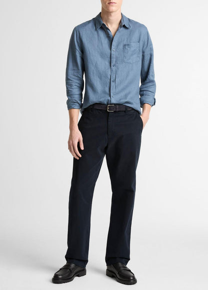 VINCE Linen Long-Sleeve Shirt in Long Sleeve