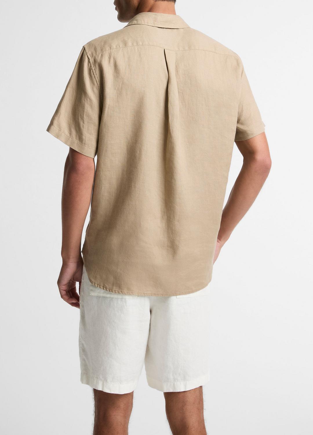 VINCE Linen Short-Sleeve Shirt in Long Sleeve
