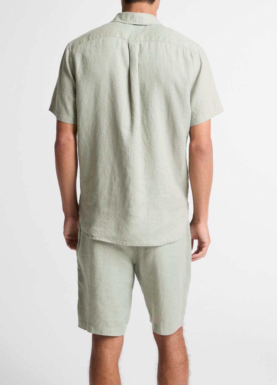 VINCE Linen Short-Sleeve Shirt in Long Sleeve