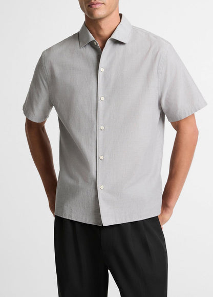 VINCE Cotton Short-Sleeve Button-Front Shirt  in Short Sleeve