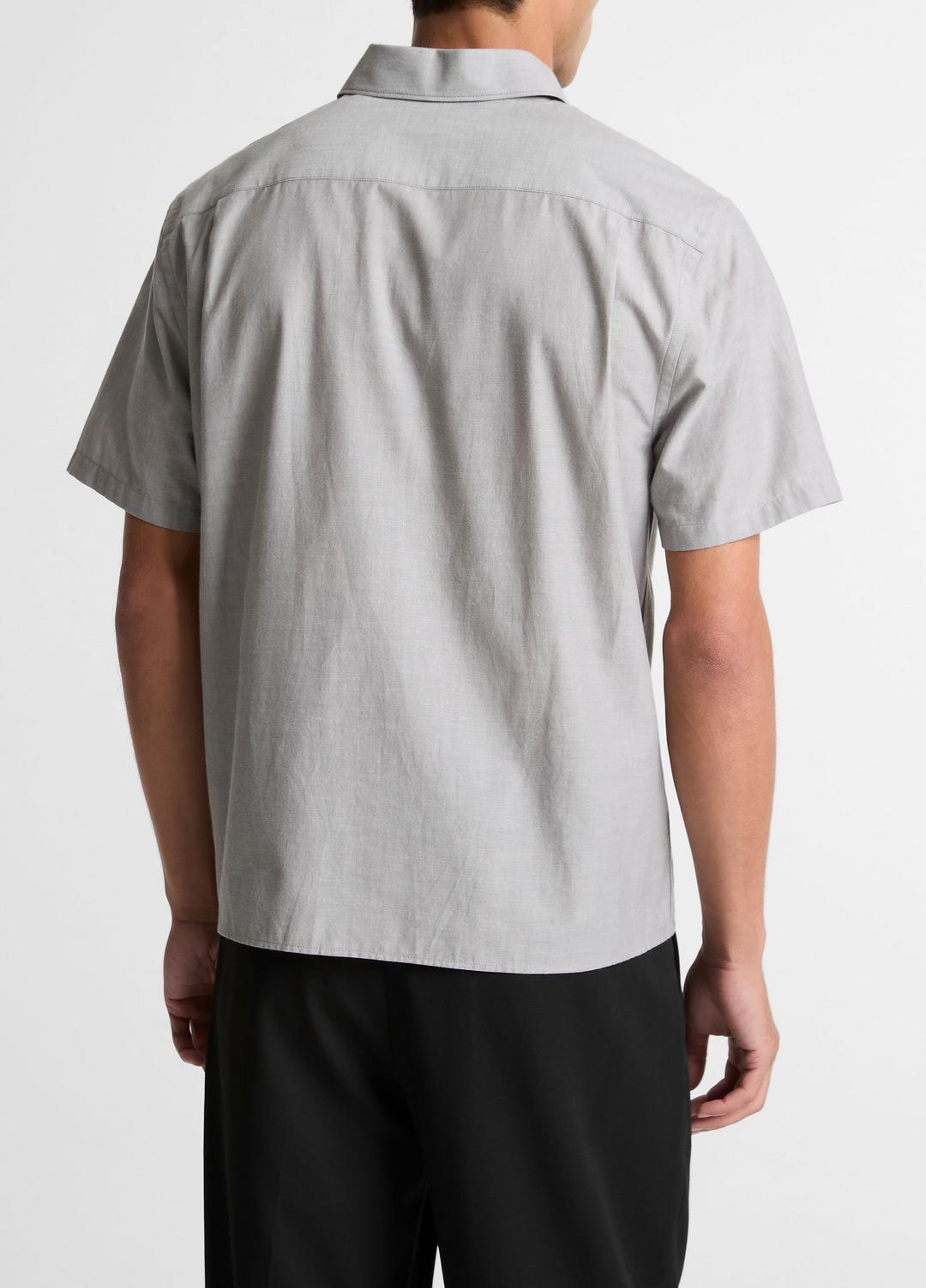 VINCE Cotton Short-Sleeve Button-Front Shirt  in Short Sleeve