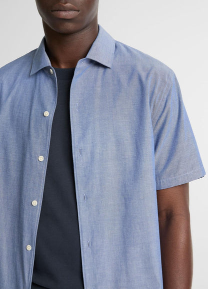 VINCE Cotton Short-Sleeve Button-Front Shirt  in Short Sleeve