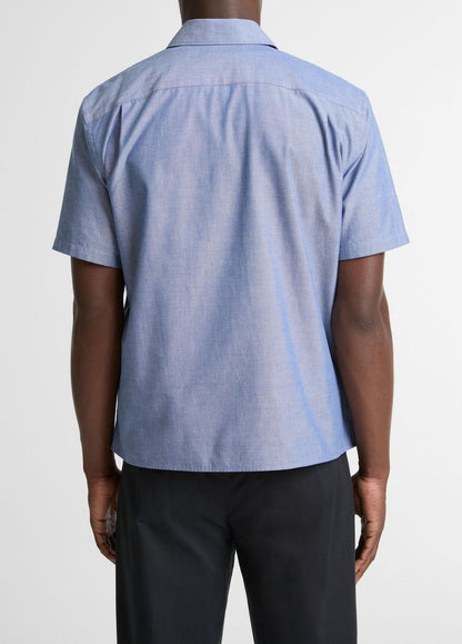 VINCE Cotton Short-Sleeve Button-Front Shirt  in Short Sleeve