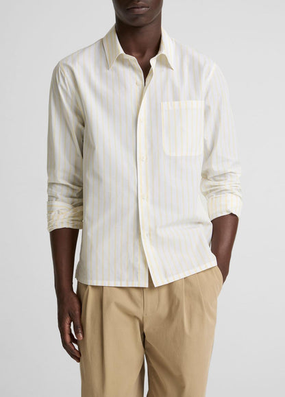 VINCE Striped Cotton-Blend Poplin Button-Front Shirt in Long Sleeve