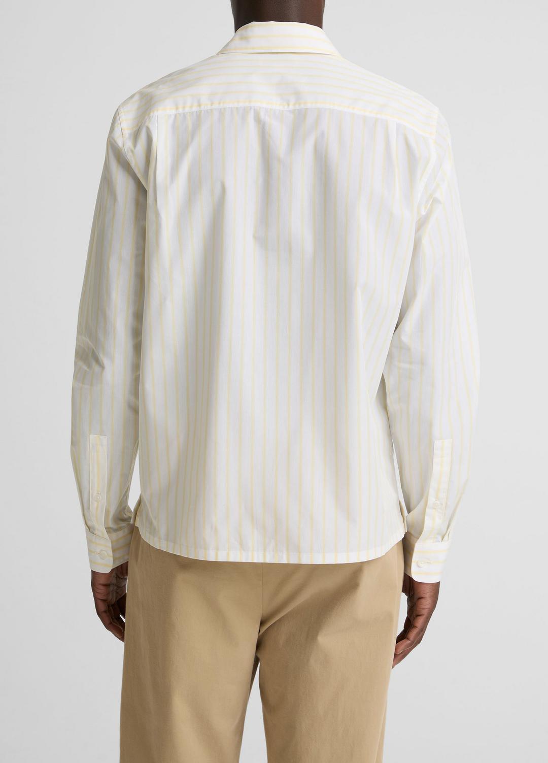 VINCE Striped Cotton-Blend Poplin Button-Front Shirt in Long Sleeve