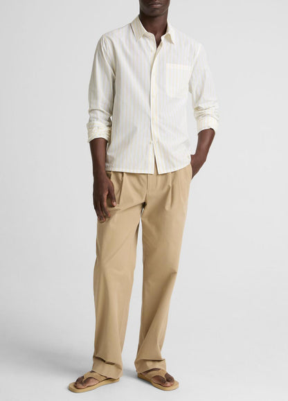 VINCE Striped Cotton-Blend Poplin Button-Front Shirt in Long Sleeve