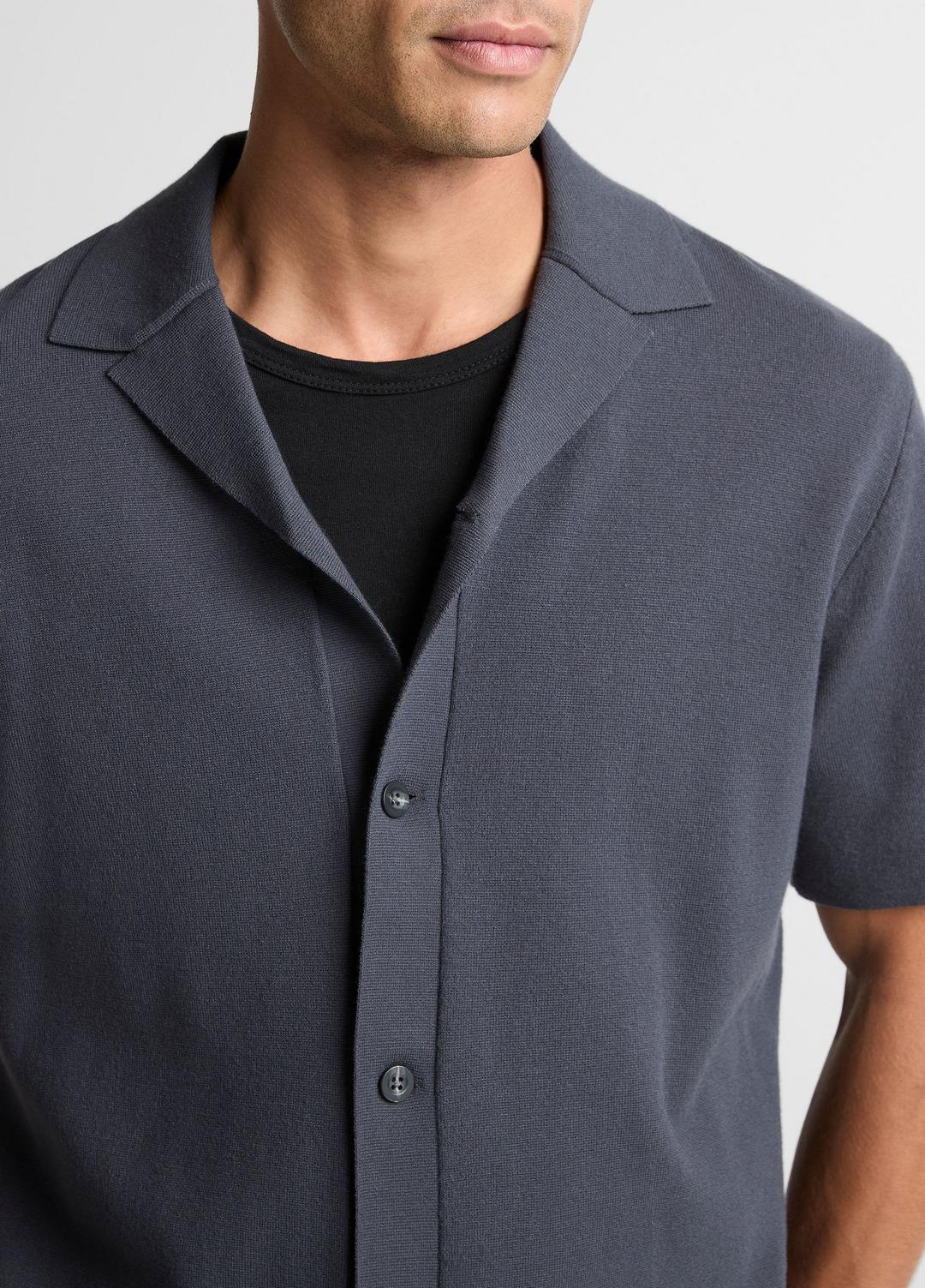 VINCE Merino Wool Cabana Shirt  in Short Sleeve