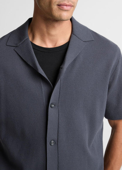VINCE Merino Wool Cabana Shirt  in Short Sleeve