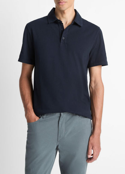 VINCE Garment Dye Cotton Polo Shirt in Henleys & Polos