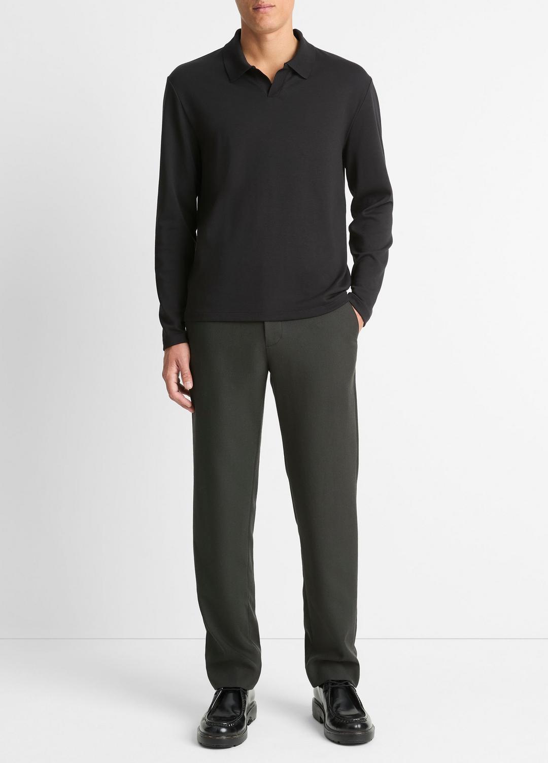 VINCE Milano Pima Cotton-Blend Johnny-Collar Shirt in Long Sleeve