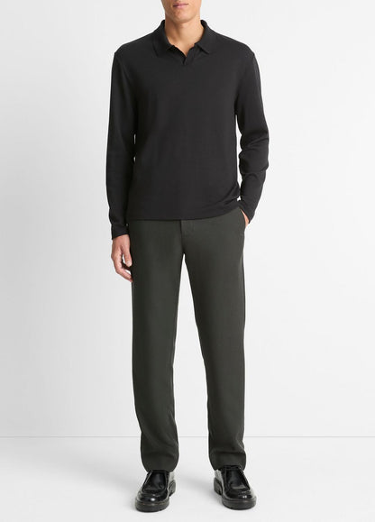 VINCE Milano Pima Cotton-Blend Johnny-Collar Shirt in Long Sleeve