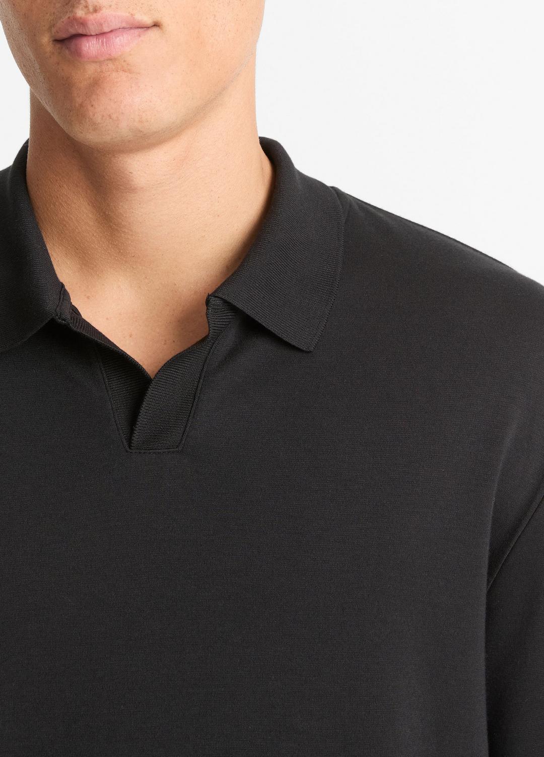 VINCE Milano Pima Cotton-Blend Johnny-Collar Shirt in Long Sleeve