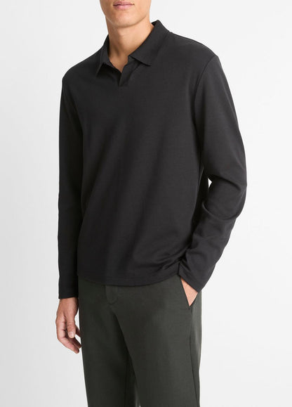 VINCE Milano Pima Cotton-Blend Johnny-Collar Shirt in Long Sleeve