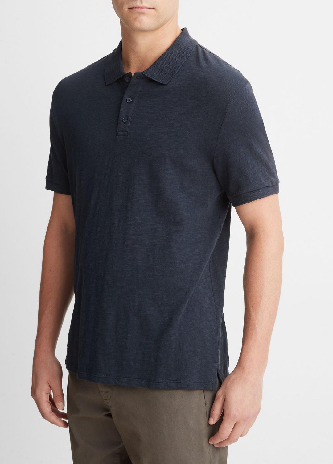 VINCE Classic Slub Polo Shirt in Henleys & Polos