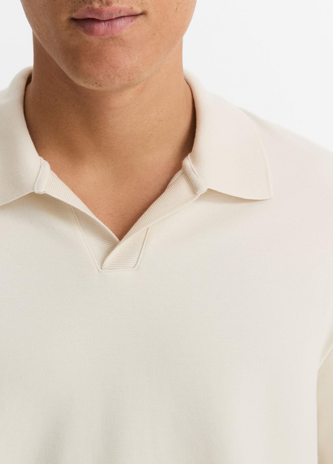 VINCE Milano Pima Cotton-Blend Johnny-Collar Shirt in Long Sleeve