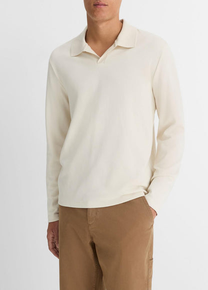 VINCE Milano Pima Cotton-Blend Johnny-Collar Shirt in Long Sleeve