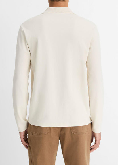 VINCE Milano Pima Cotton-Blend Johnny-Collar Shirt in Long Sleeve