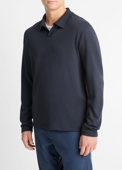 VINCE Milano Pima Cotton-Blend Johnny-Collar Shirt in Long Sleeve