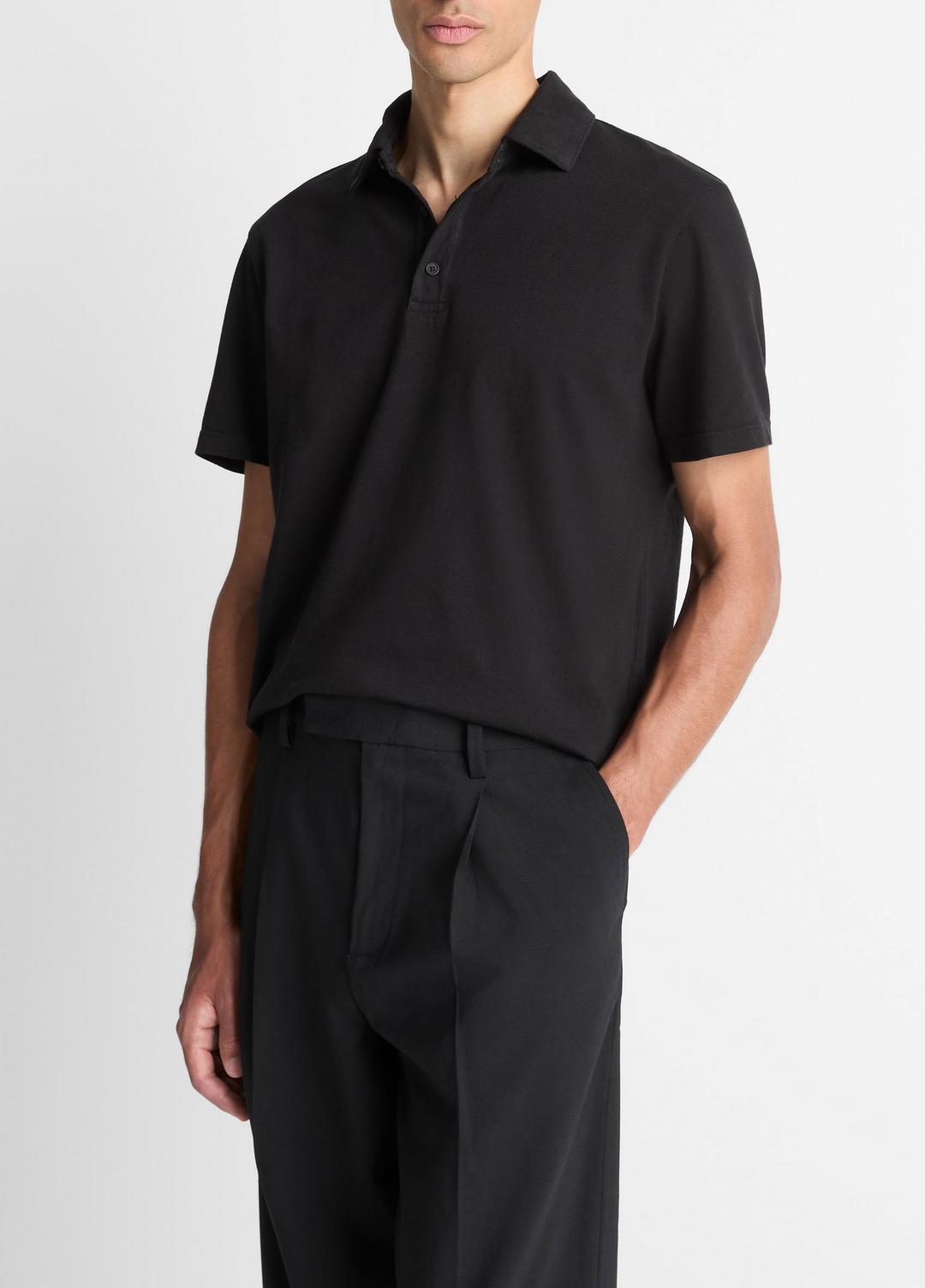 VINCE Garment Dye Cotton Polo Shirt in Short Sleeve