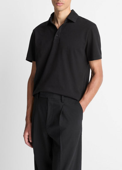 VINCE Garment Dye Cotton Polo Shirt in Short Sleeve
